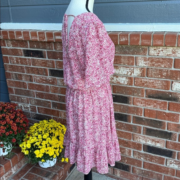 REBECCA MINKOFF Sorcha Printed Flutter-sleeve Dress In Pink Multi Women's Size M - Picture 5 of 10